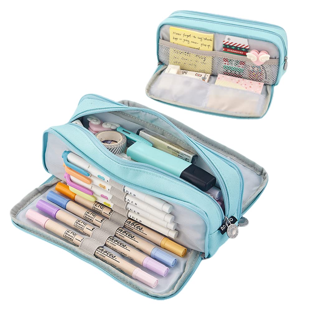 Ghzste Canvas Pencil Case,Large Capacity Pencil Pouch Pen Case, Zippered Pencil Pouch with 3 Compartments,School Stationary Supplies for School & Office