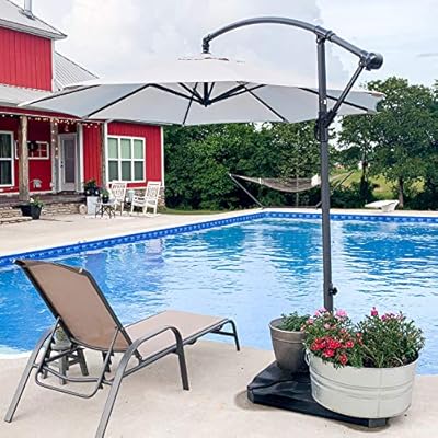 Amazon Com Abba Patio 4pcs Offset Umbrella Base Plastic Cantilever Base Weights Plate Set Water Sand Filled Umbrella Base For Cantilever Offset Patio Umbrella 180lb Black Garden Outdoor