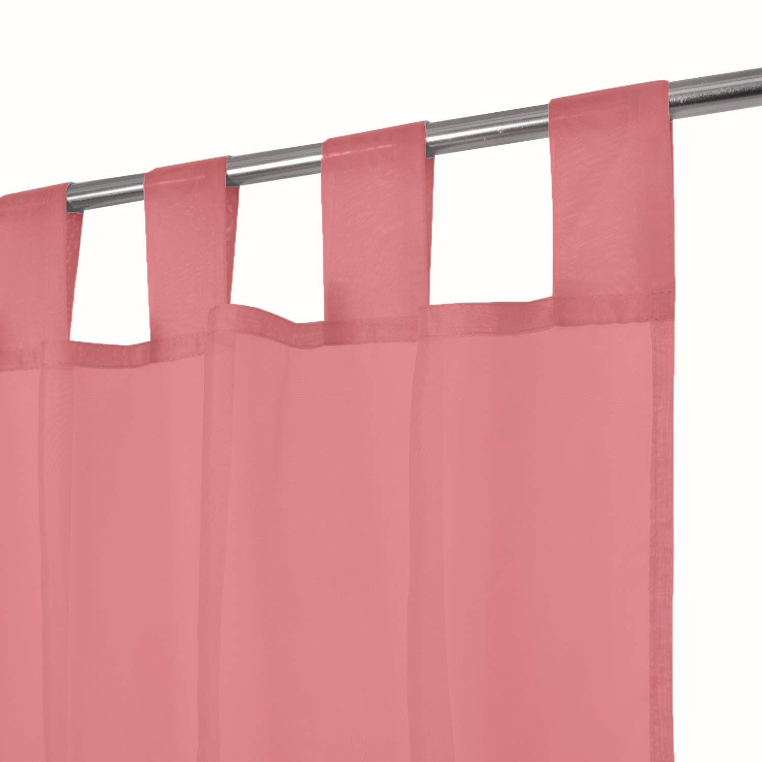 Megachest lucy Woven Voile Tab Top Curtain 2 Panels with ties (28 colors) (coral, 56" wideX81 drop(W142cmXH206cm))