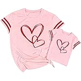 Mommy and Me Valentines Outfits Valentines Shirts for Women Cute Matching Love Heart Graphic Tee Tops