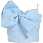 WDIRARA Girl's Big Bow Front Cami Top Pearls Spaghetti Strap Cute Camisole Top