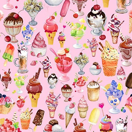 Euro Oeko-Tex Knit Salted Caramel Sundae Stars Icecream Design Fabric By the Yard, 92% Cotton, 8% Lycra, 60 Inches Wide, 4 Way Stretch, Medium Weight (3 yards)
