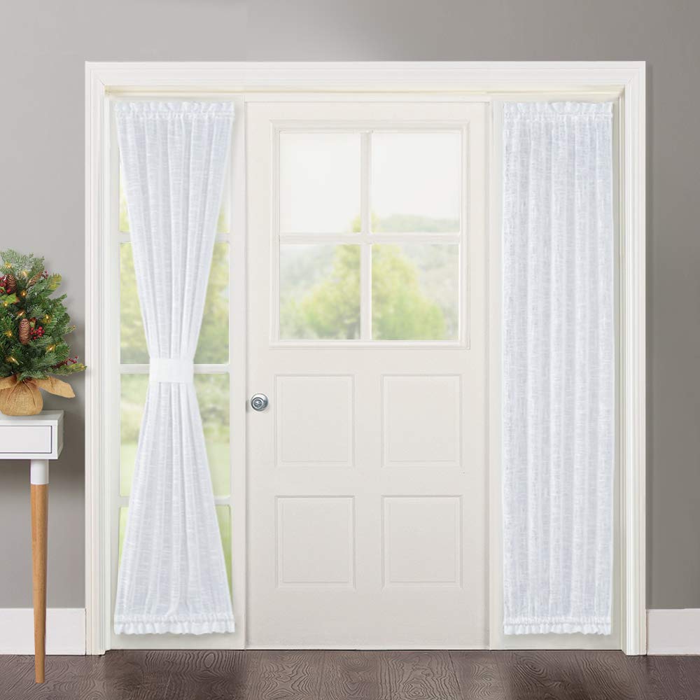 NICETOWN Sidelight Curtains for Front Door Linen Textured Look Semi Voile eBay