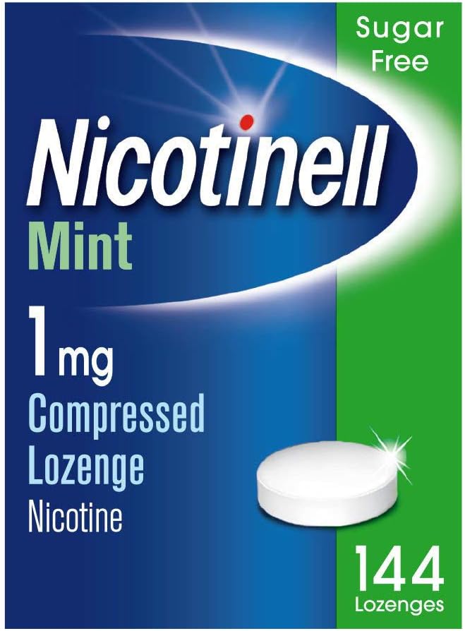 Nicotinell Mint Lozenge 1mg (144 Lozenges), Stop Smoking Aid, Sugar Free Nicotine Lozenges, Fresh Mint Flavour