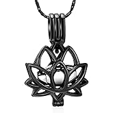 Imrsanl Cremation Jewelry for Ashes - Lotus Flower Ashes Pendant Necklace with Mini Keepsake Urn Memorial Ash Jewelry