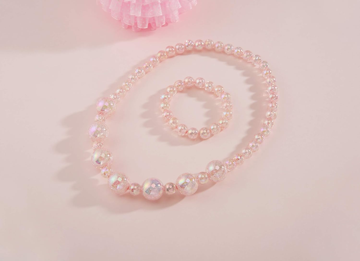 PinkSheep Kids Beaded Necklace and Bracelet 3 Sets, Wool Bead Bling Beads, Little Girls Jewelry: Toys & Games