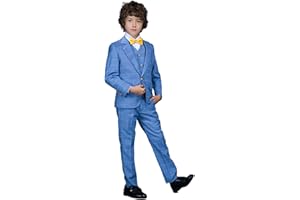 Yanlu 5 Piece Boy's Formal Suits Jacket+Vest+Pants+Shirt+Tie Kids Tuxedos 7 Colors