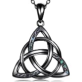 YAFEINI Celtic Knot Necklace 925 Sterling Silver Abalone Shell Celtic Pendant Necklace Irish Jewelry Gifts For Women