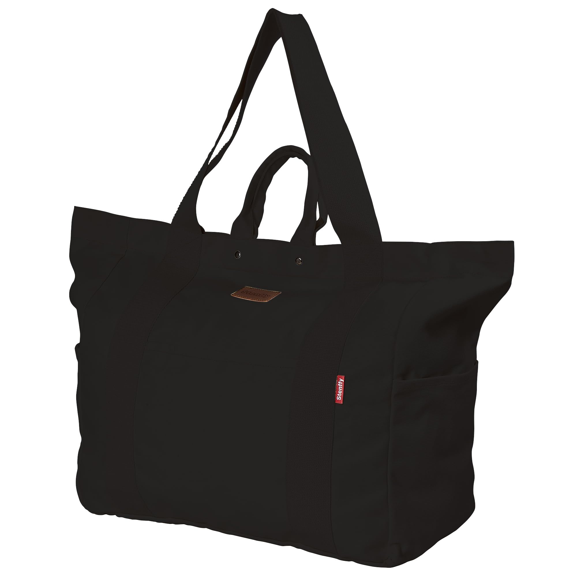 Photo 1 of Stenffy Large Heavy Duty Canvas Tote Bag, Everything Bag, with 26 Inch Zipper, Reusable, Suitable for DIY, Natural Cotton. (Black)