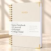 Aesthetic Thick Spiral Notebook Journal For Women in B5 - Linen Hardcover | Modern College Ruled Note Book with 300 Lined Pages - Perfect for Writing and Staying Organized at Work or School