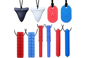 Sensory Chew Necklace by GNAWRISHING 10-Pack for Autistic, ADHD, SPD, Occral Motor Boys and Girls (Tough, Long-Lasting)