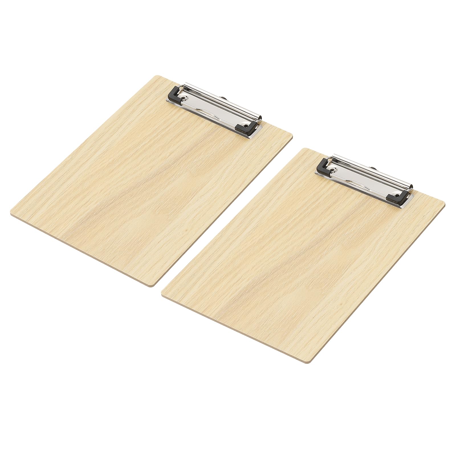 PATIKIL Wooden Clipboard for 5.83 x 8.27 Inch Paper, 2 Pcs Standard A5 Letter Size Clip Boards Hardboard with Low Profile Clip for Office Classroom, Wood Texture