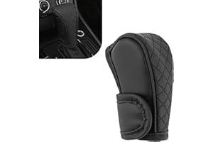 Diamall 1 PC Car Gear Shift Cover, Non-slip Leather Shifter Cover, Breathable Automotive Gear Shift Decoration Accessories for Shift Lever Protection, Universal for Most Cars Trucks SUVs (Black)