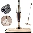 Microfiber Spray Mop for Floor Cleaning, Dry Wet Wood Floor Mop with 3 pcs Washable Pads, Handle Flat Mop with Sprayer for Ki