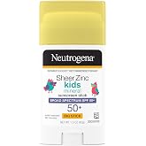 Neutrogena Sheer Zinc Oxide Kids Mineral Sunscreen Stick SPF 50+, 1.5 oz | Broad Spectrum Protection, Water-Resistant Sunscreen Stick, Gentle on Sensitive Skin, Dermatologist Recommended