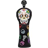 Montela Golf Club Covers,Colorful Skeleton Putter Cover Driver Covers Fairway Wood Headcover Hybrid Cover Leather Blade Putter Headcover Mallet for Brand
