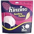 Kinzino Organic Disposable Period Underwear for Women Overnight Cotton Period Panties 31-41in 3 Count