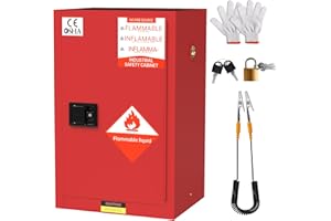 YOEXTO Flammable Storage Cabinet 30 Gallon, 23.23" X 18.11" x 35" Galvanized Steel Flammable Cabinet, fire Resistant Cabinet, Chemical, Red