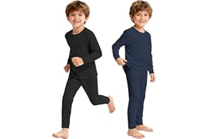 American Trends 2 Set Thermal Underwear for Unisex Kids - Soft Toddler Base Layer for Skiing/Cold Weather Long Johns