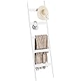 ELYKEN 2-Pack 5-Tier Blanket Ladder With 4 Hooks - Rustic Brown Wood & Metal Leaning Towel Rack For Living Room Or Bathroom