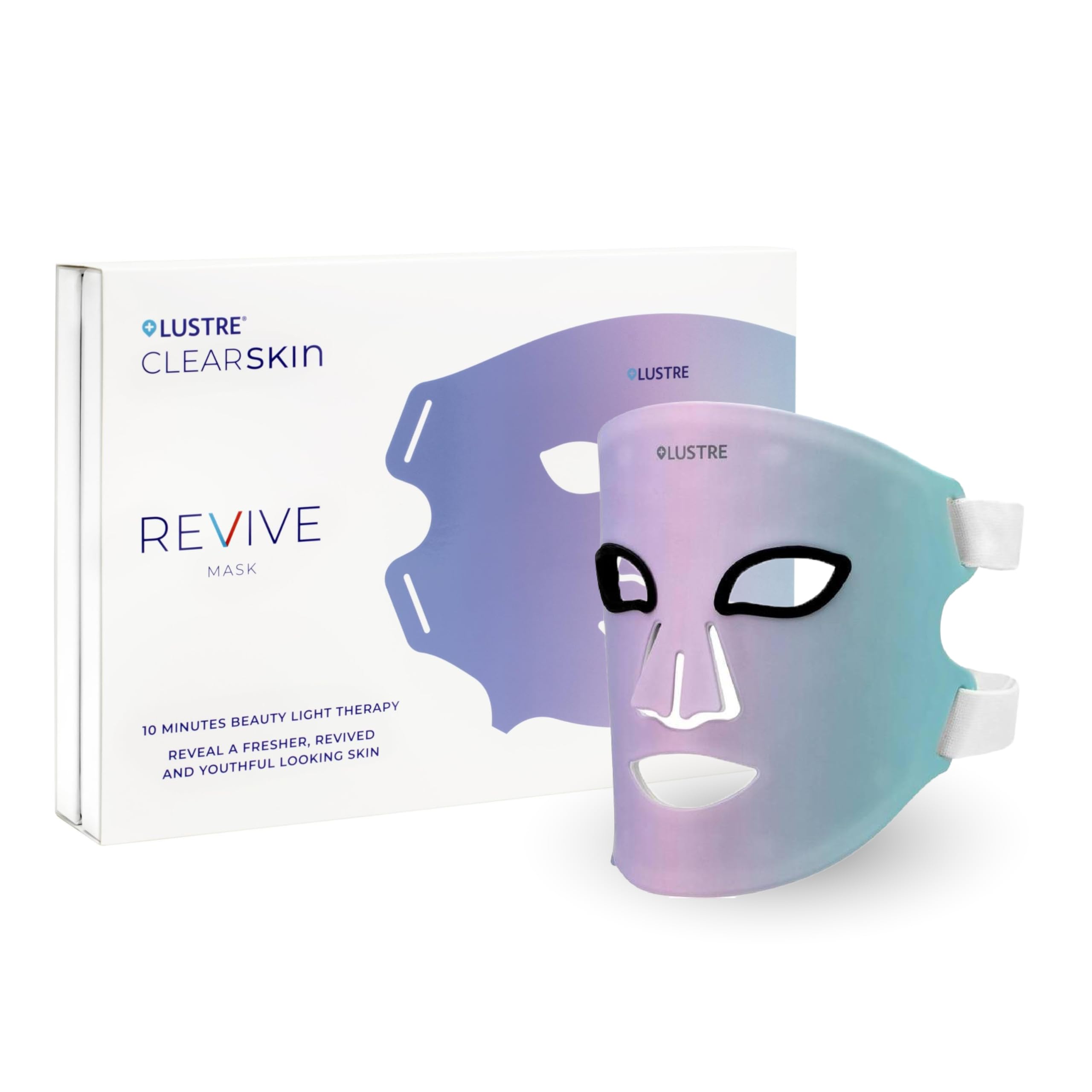 LUSTRE® ClearSkin Revive LED Mask for Face - Red & Blue Light Therapy Skincare Device | Home LED Face Mask for Blemish‑Prone, Uneven Or Dull Skin | Salon‑Style Treatment, Lightweight & Easy to Use