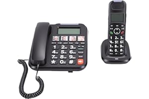 Bewinner Corded Cordless Home Phone System with Digital Handset, Large Buttons, Backlit Display, Full Duplex Handsfree, 5 Han