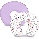 Pea Pod Nursing Pillow Covers 2 Pack Soft Purple Slipcover for Breastfeeding Pillow, Stretchy Feeding Pillow Covers for Girls Boys Newborn, Removable Butterfly Nursing Pillow Case
