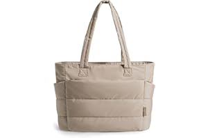 BAGSMART Tote Bag for Women, Lightweight Puffy Tote Bag with Compartments Shoulder Bag Handbag for Travel, Work, Gym