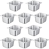 JAPCHET 10 Pack Anti-Jam Hotel Pans, 1/6 Size Stainless Steel Steam Table Pan, 4 Inch Deep, Metal Food Storage Pan for Catering Commercial Kitchen Hotel Restaurant Buffet Supplies