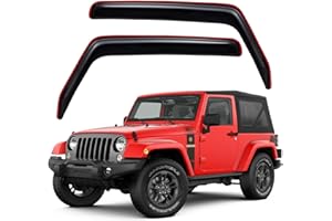 Lightronic Extra Durable Clip-on in-Channel Auto Vent Window Visor, Fits 2007-2017 Jeep Wrangler, 2018 Jeep Wrangler JK, 2-Do