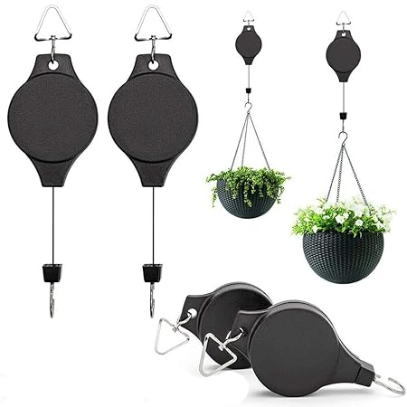 Desi Rang Half to 4 feet Pull Down Hanger Pulley for planters, Baskets, Balcony Plant Pots, Garden Hanging Retractable Hook (1 pcs)