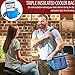 Glass Meal Prep Containers 2 Compartment BPA Free Leakproof Glass Food Storage Containers Airtight Locking Lids Bento Lunch Box Containers Set in Large Insulated Thermal Cooler Lunch Bag (Navy)