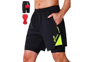 Sportneer Men's Mountain Bike Shorts, 4D Padded Cycling Bicycle Shorts for MTB Riding with 3 Pockets, Breathable & Quick Dry