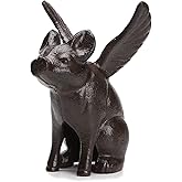 BRASSTAR Cast Iron Sitting Flying Pig Statue Paperweight Garden Home Office Desk Decor Collection Animal Figurine TQGJPT179