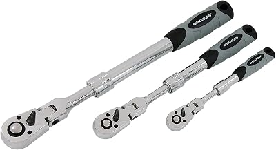 Neilsen CT5797 3pc Extending Ratchet Set 1/4in 3/8in 1/2in Drive 18 Degree