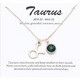 TGOLM 14k Gold Plated Zodiac Birthstone Crystal Pendant Necklace, Horoscope Sign Charm Necklace for Women Birthday Gift