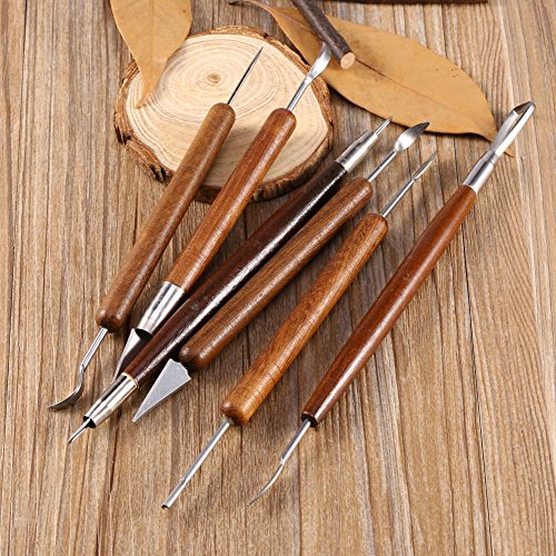 6pcs Sculpting Tools Set,Pottery Clay Tool Set Carved Clay Stainless Steel for Brushing Scraping Cleaning Smoothing Shaping