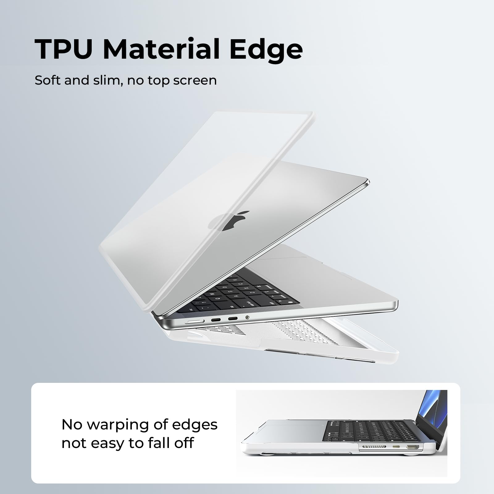 BlueSwan Anti-Cracking Hard Shell Case Compatible with MacBook Pro 14-inch 2025 2024-2021 Release M4 M3 M2 M1 Pro/Max Chip, Anti-Fingerprint Soft TPU Bumper, Frosted White