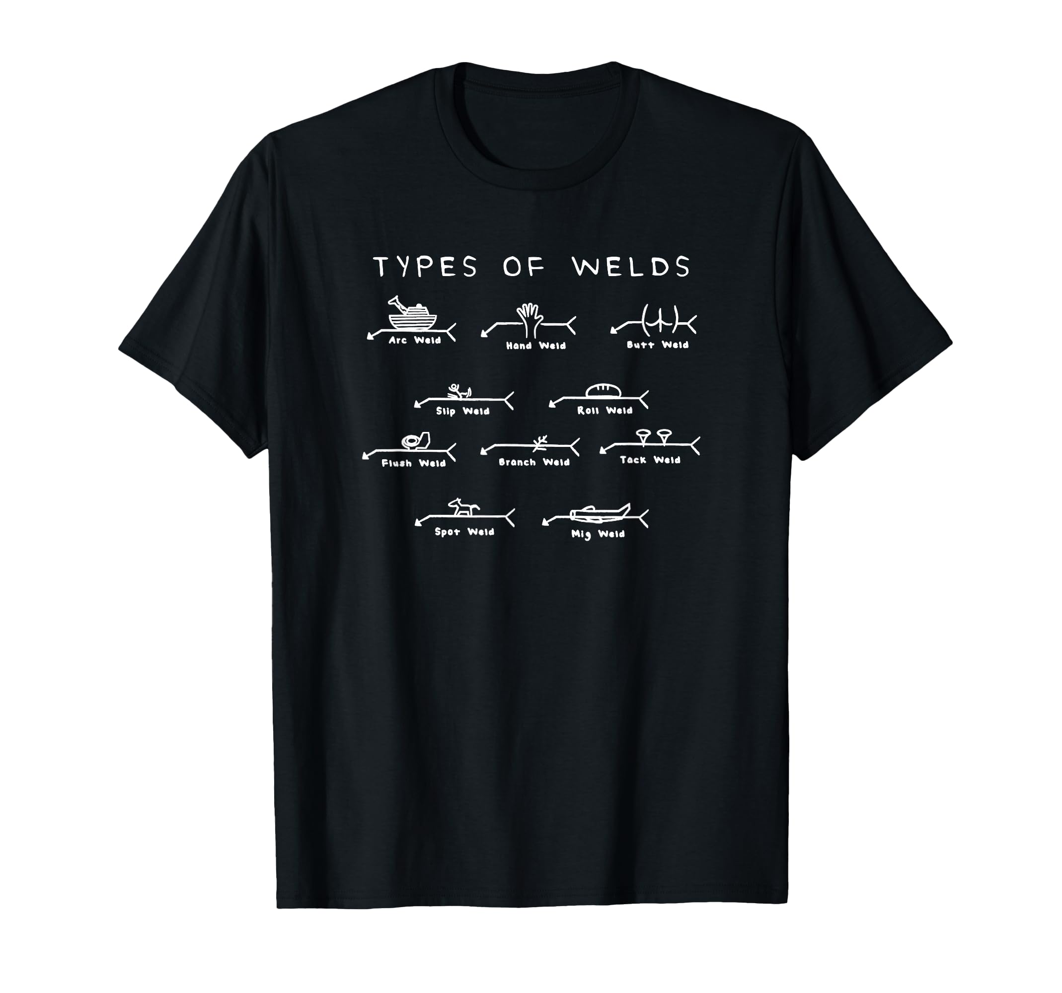 Photo 1 of Funny Welding Gifts Ten Types of Welds Welding Humor Tee T-Shirt