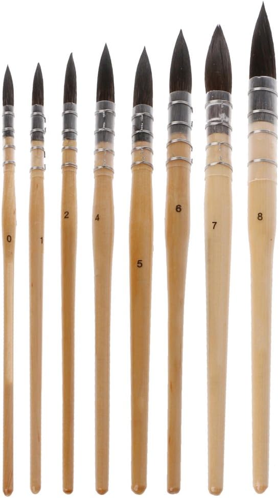 Poity 1Pc Handmade Nylon Hair Watercolor Brush Artist Watercolor Art Supplies Mop Round Head Watercolor Brush 00#