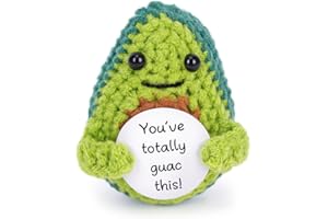 YILCER Cute Knitted Positive Potato Dolls, Funny Crochet Toys with Encouragement Card, Birthday Cheer up Gifts for Friends, Valentines Day Decorations for Bedroom Home Office (Avocado)