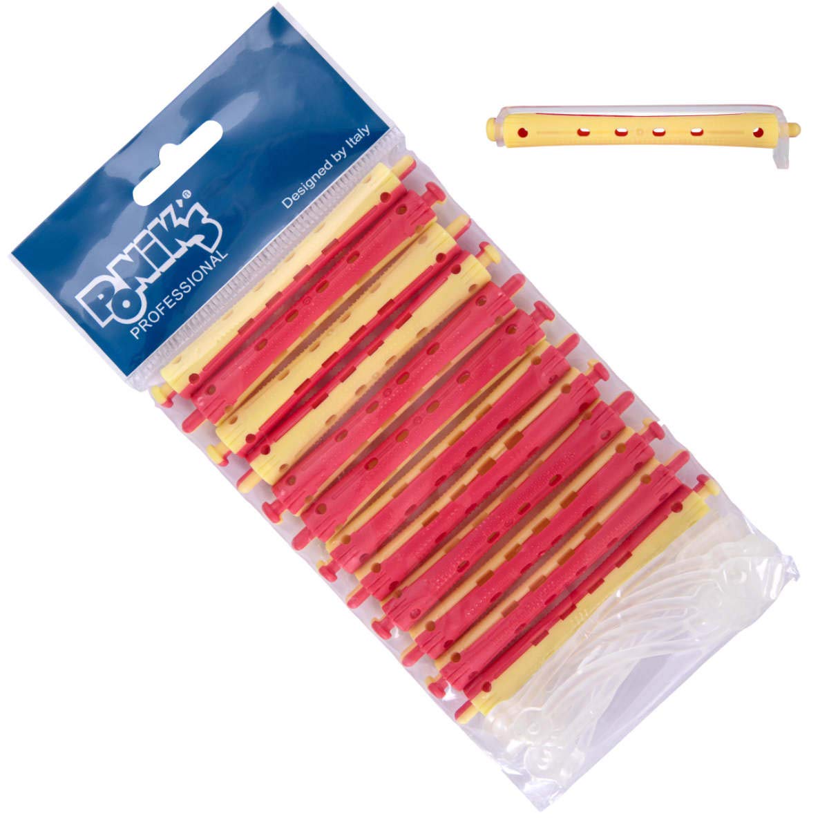 PONIK'S Professional, Set of 12 Curlers, 9 mm, Small Cold Wave, Round Rubber Strips