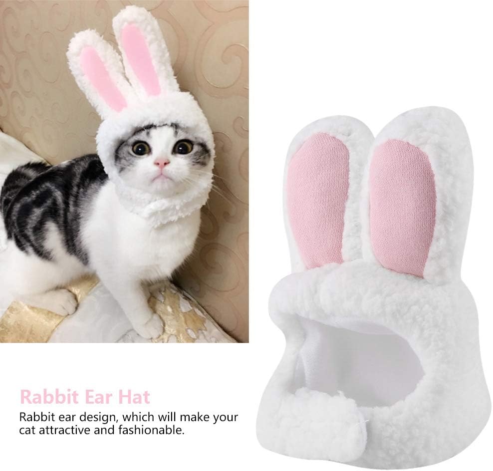 Easter Cat Costume with Bunny Ears Hat for Cats Kittens Small Dogs Festival Daily Cosplay Pet Outfit, White,Pink - Image 5