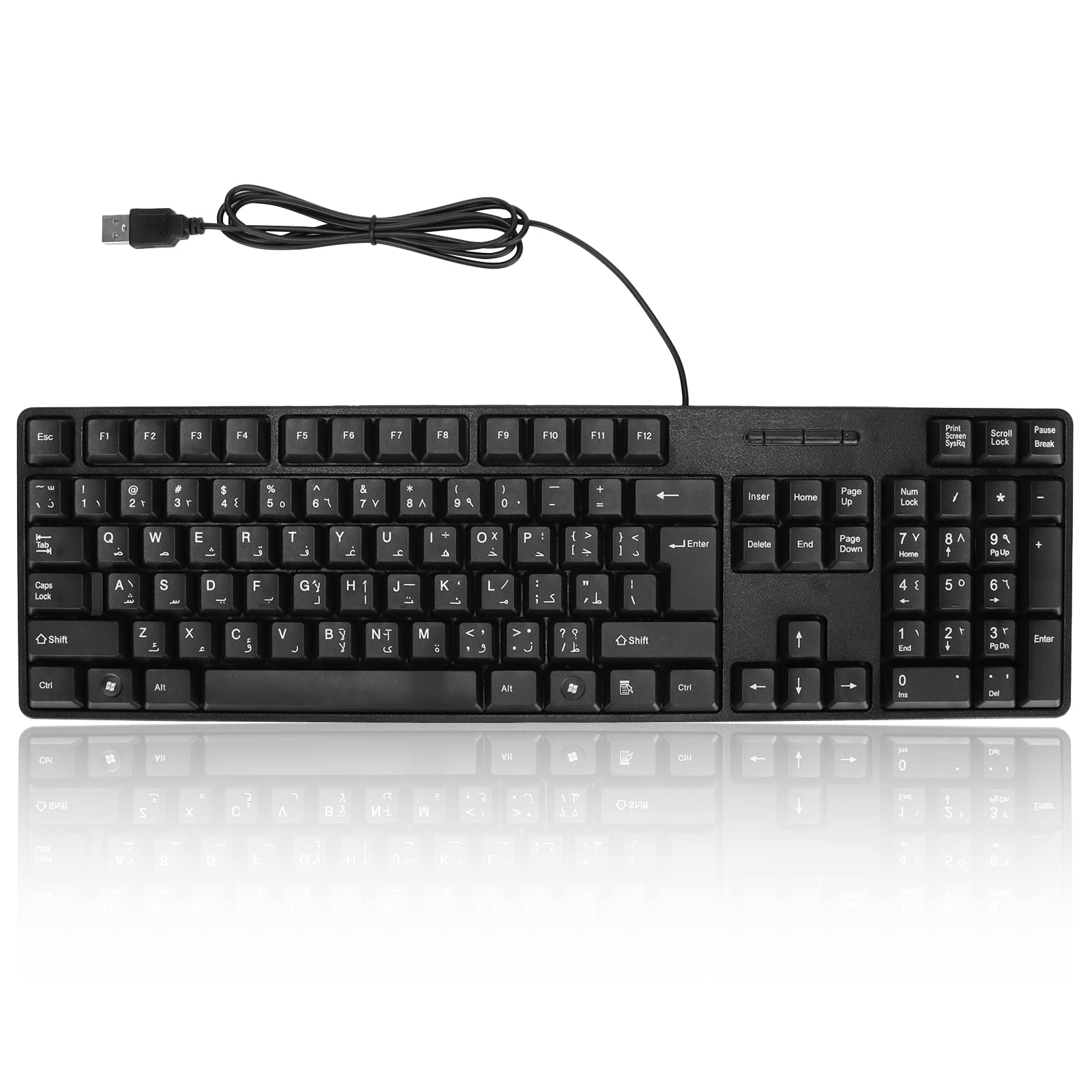 Zunate Mechanical Keyboard, Arabic and English, USB, Black, Ergonomic, 19 Keys, PC Laptop Gaming