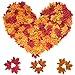 600 Assorted Mixed Deep Fall Colored Artificial Maple Leaves for Weddings, Thanks-Giving, Events and Outdoor Maple Leaf Cafe Decoration (600 Pieces)