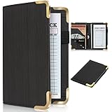 CoBak Server Book - Waitress Book Organizer with Zipper Pouch for Restaurant Waitstaff, 5 Large Pockets with Pen Holder, Grai