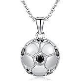 Silikepa Football Necklace for Women Men 925 Sterling Silver Football Pendant Necklace Sports Jewelry Gift for Women Men
