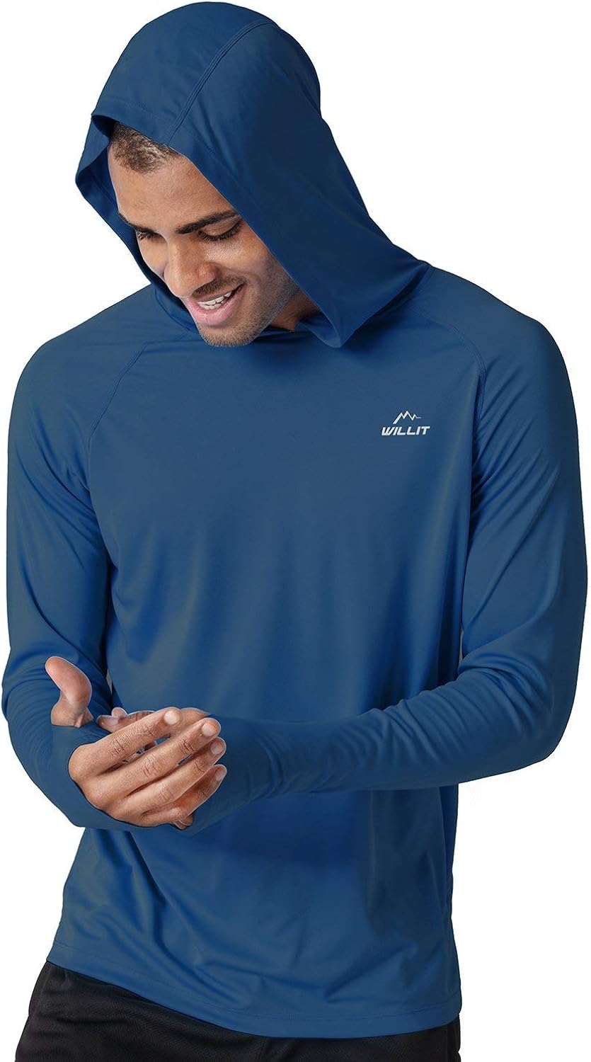Willit Men's UPF 50+ Sun Protection Hoodie Shirt Long Sleeve SPF Fishing Outdoor UV Shirt Hiking Lightweight: Clothing