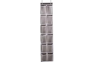 MISSLO Heavy Duty Organizer for Narrow Door with 12 Mesh Pockets (Brown)