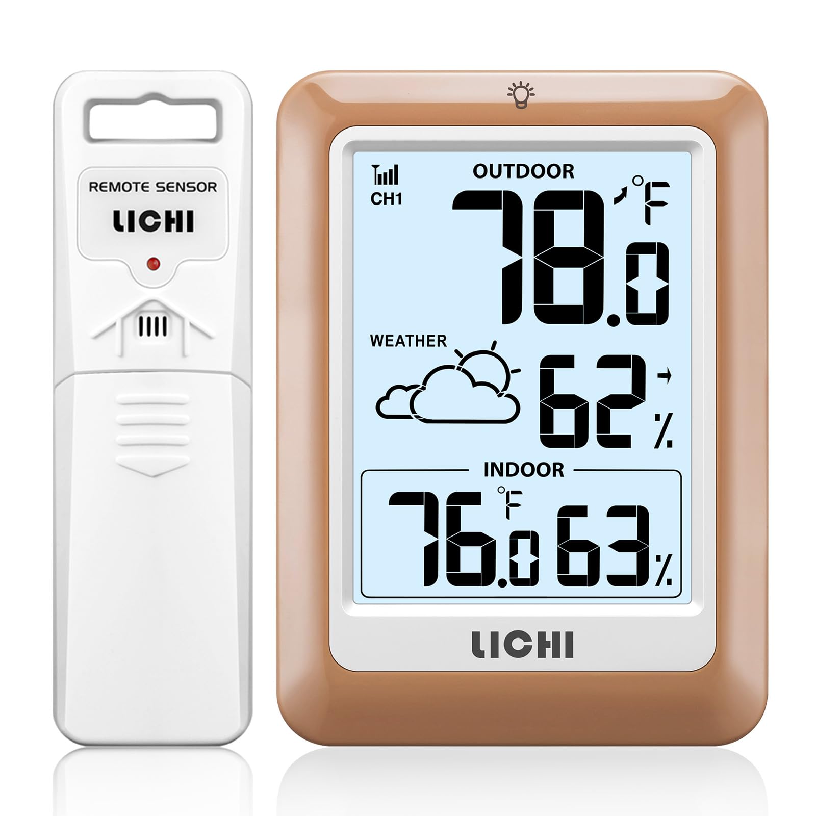 Indoor Outdoor Thermometer Wireless Weather Station, Internal External Thermometer Hygrometer, Home Batteryoperated Temperature Humiditymonitors330 Feet (About 100 Meters) Backlight Display Image
